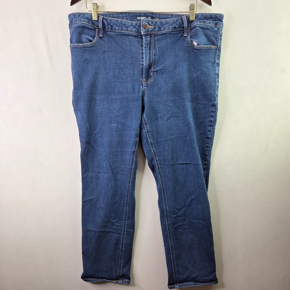 Old Navy Jeans Womens 20 Blue Denim High Rise Everyday Wear Classic Straight Leg